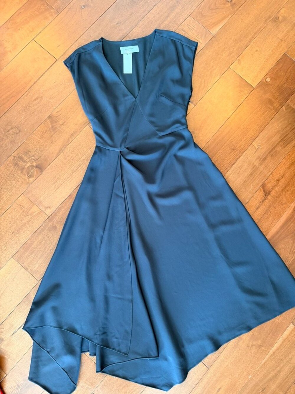 NWT Equipment Femme Bianca Obsidian Satin Midi Dress Size 4 $495